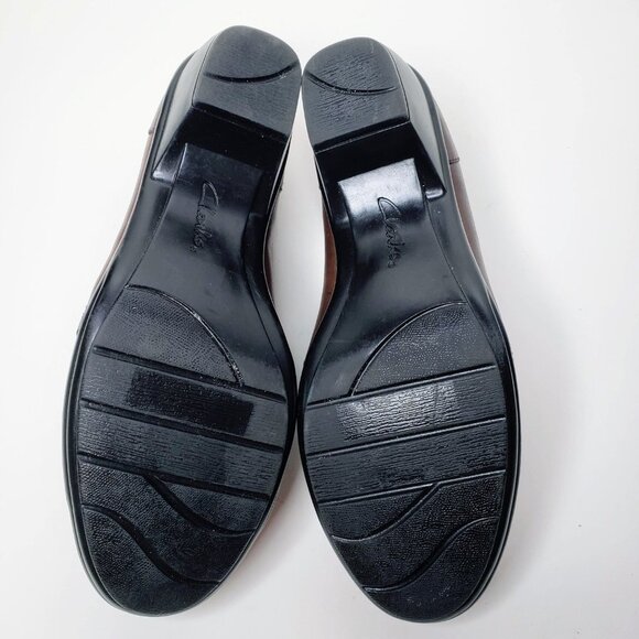 Clarks Bendables Brown Leather Heeled Loafers 10M - Picture 9 of 11